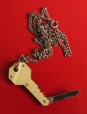 VINTAGE MADE IN USA KEY TO MY HEART KNIFE LOVE PENDANT WITH CHAIN NECKLACE RARE