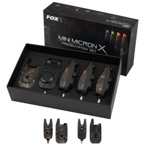 Fox Mini Microns X Détecteur de Touche Sets Bissmelder Pêche de Nuit Baitalarm