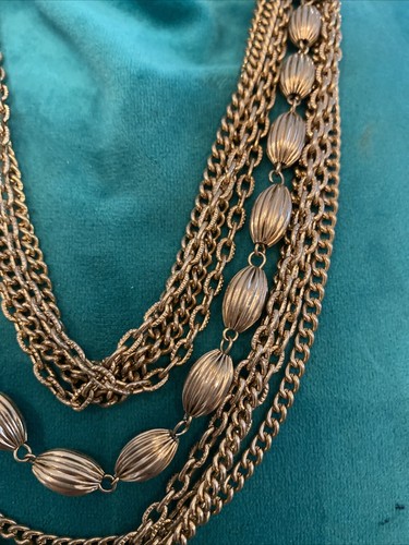 Vintage 9 Strand Layered Chain Necklace Signed JAPAN A3 - 第 2/5 張圖片
