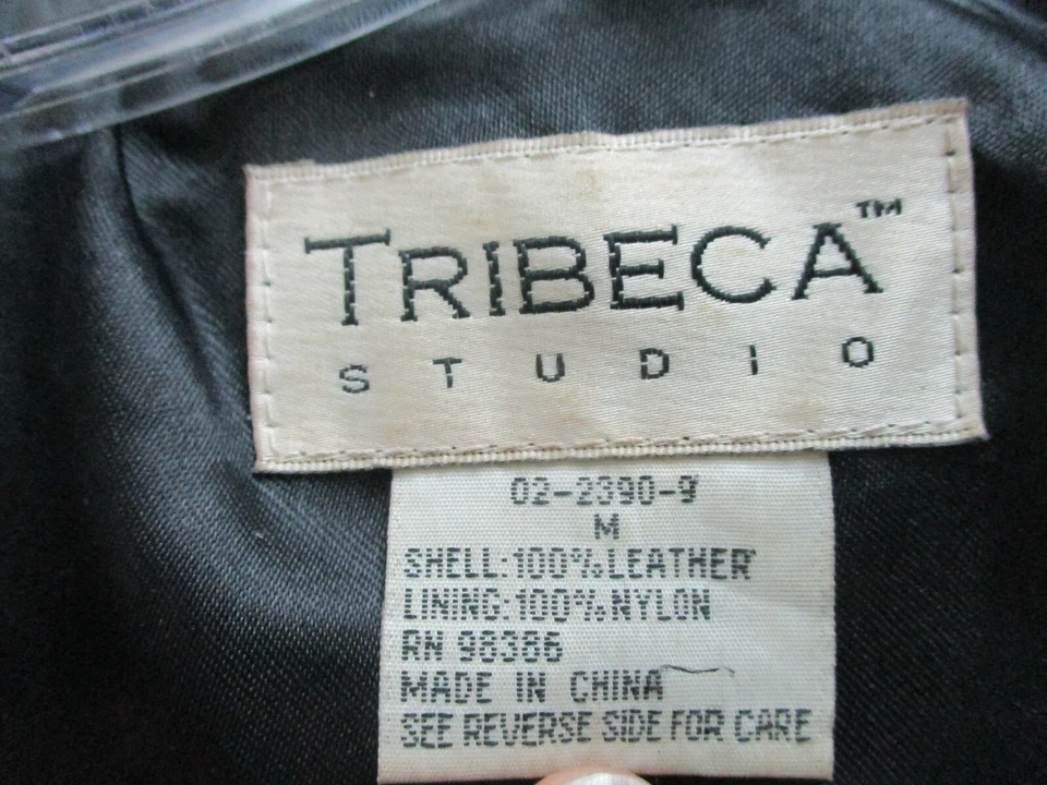 ВИНТАЖНЫЙ Tribeca Studio кожаная куртка средний взрослый черный карманы женщин M 90-х - Изображение 4 из 4