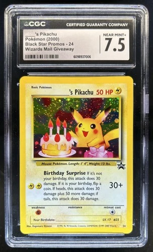 1999 Pokemon Wizards Black Star Promos _____'s Pikachu #24 CGC 7.5