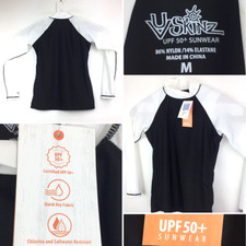 NWT UV Skinz Unisex Medium 36 in Chest Black White Raglan L/S Swim Sun Shirt