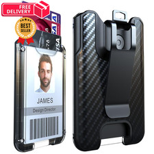 LIUGX Badge Holder, ID Card Holder with Metal Clip - Durable Black