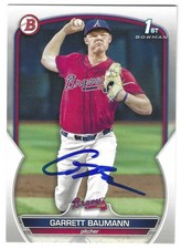 GARRETT BAUMANN SIGNED 2023 BOWMAN DRAFT BASEBALL CARD ATLANTA BRAVES #BD-172