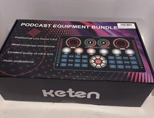 Podcast Equipment Bundle w/Professionl Live Sound Card 2 Condenser Microphones