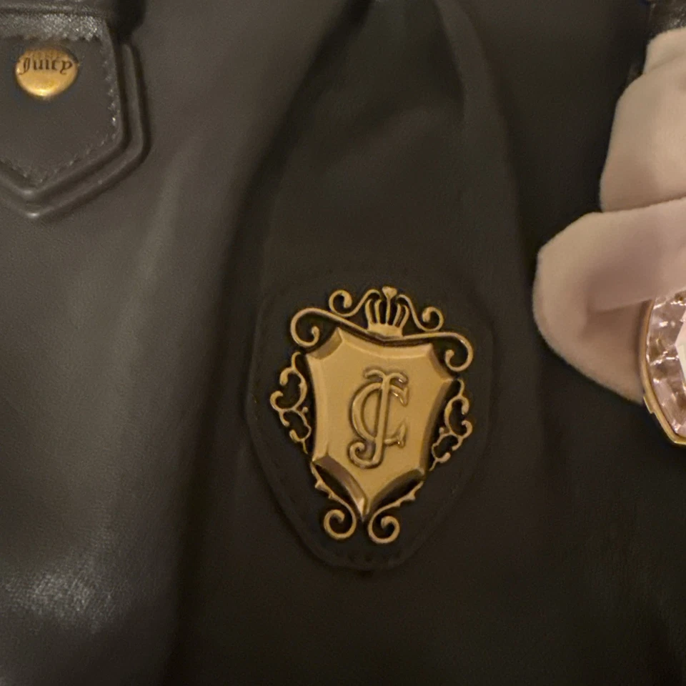  Juicy Romance Satchel Brown Pink Bow- small thread imperfection see all pics!  - Image 2 of 4