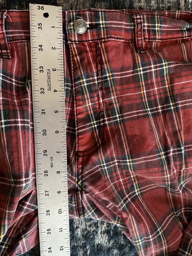 Daang Goodman Royal Bones Red Tartan Pants Plaid Punk Cyber Grunge Slim Fit 30 - Picture 7 of 8