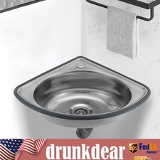 Stainless Steel Triangle Corner Basin Thick Small Sink Wall Mounted Single Bowl