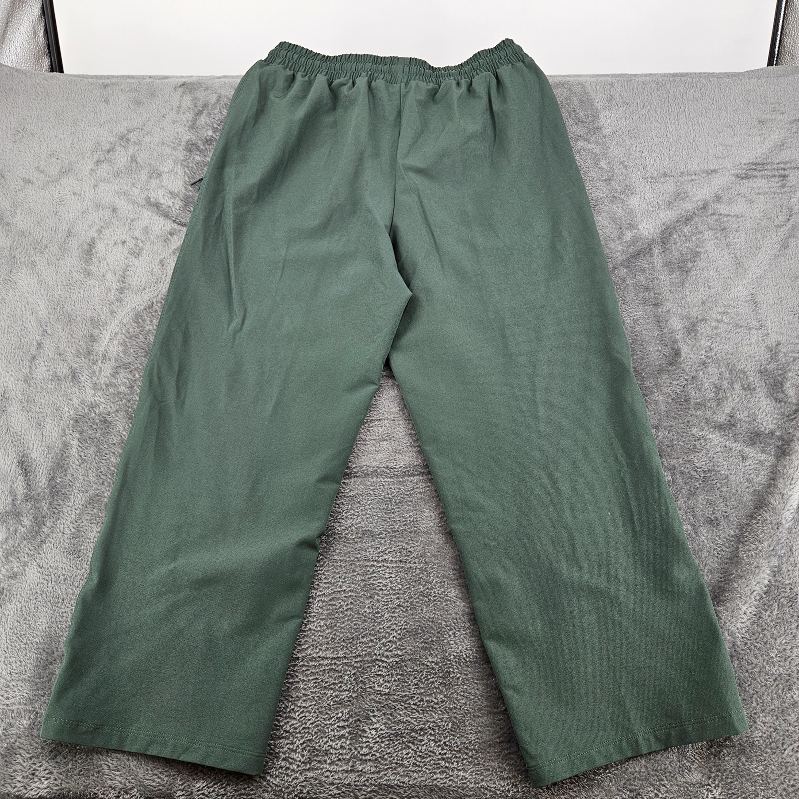 M&S Goodmove Wide Leg Trousers UK 12 Dark Sage Stretch Zip Pocket Active image 2