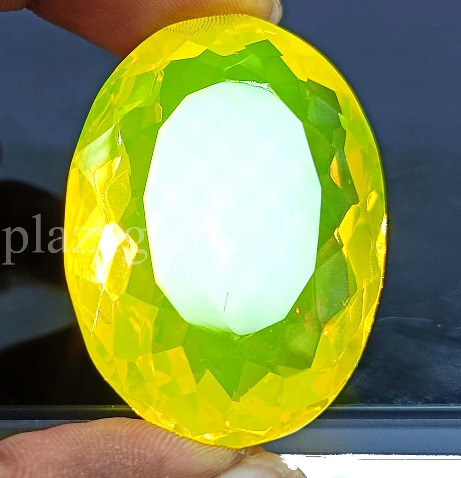 EGL Certified Lab Created Yellow Opal | 138.60 Ct Oval Cut Loose Gemstone 5ARI - Image 4 of 4