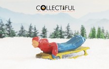 BARCLAY - VINTAGE LEAD FIGURE : B192 497 - MAN ON SLED - RED JACKET / YEL SLED  