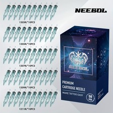 50-piece set of all-in-one tattoo needles for tattooing, shading, and outlining.