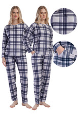 Damenpyjama Microsoft lange Hose und &Auml;rmel bequem M Vienetta sch&ouml;n
