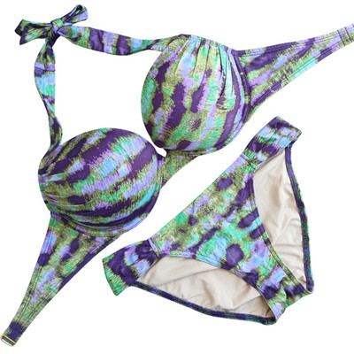 Victoria's Secret Bombshell Bikini Set 34D S Vintage Add 2 Cups Push Up Purple