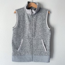 Crewcuts Boys' Sweater-Fleece Vest Size 6-7 Youth Gray Full Zip Preppy J.Crew