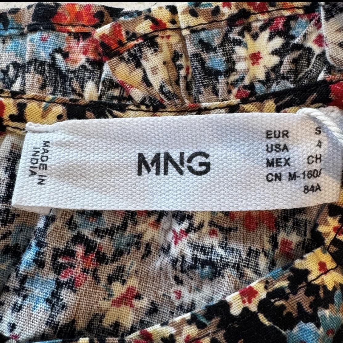 Mango Embroidered Floral Dress Boho Cottagecore Long Sleeve Ruffle Neck S NWT thumbnail 7