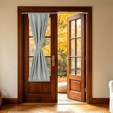 1 Pc French Door Curtain, 20" x 72" Blackout Drape, Grey
