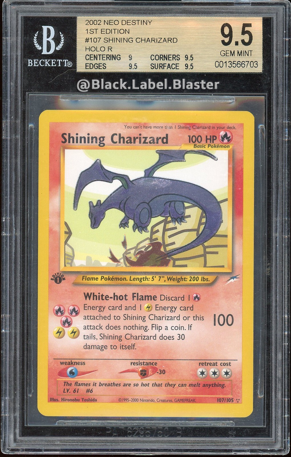 2002 Pokemon Neo Destiny Shining Charizard 1st Edition Holo R #107 - BGS 9.5