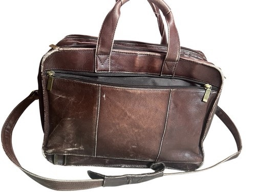 Claire Chase Executive Jumbo Laptop Briefcase Dark Leather - Picture 2 of 14