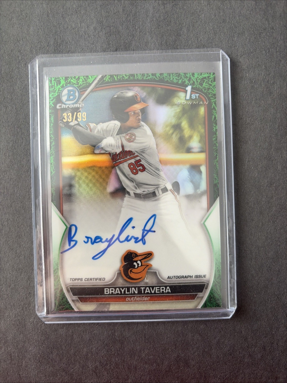 Braylin Tavera 2023 1st Bowman Chrome AUTO GREEN GRASS REFRACTOR /99 H473