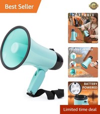 Effortless Communication: 20 Watt Megaphone with Alarm  Recording   Light Green