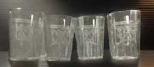 Antique Heisey Etched Blown Glass 8oz Tumbler (4)
