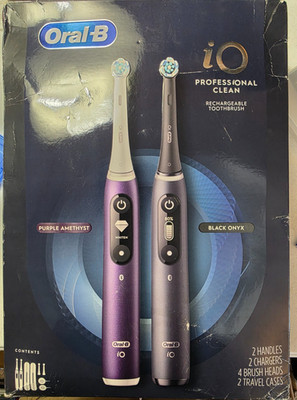 Oral-B iO Series 7 Pro Electric Toothbrush, 2 Pk, 4 Brush Heads (Black & Purple)