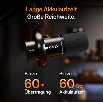 MAONO PD200W Hybrid Podcast Mikrofon für PC-Kabellos, USB & XLR, Dynamische