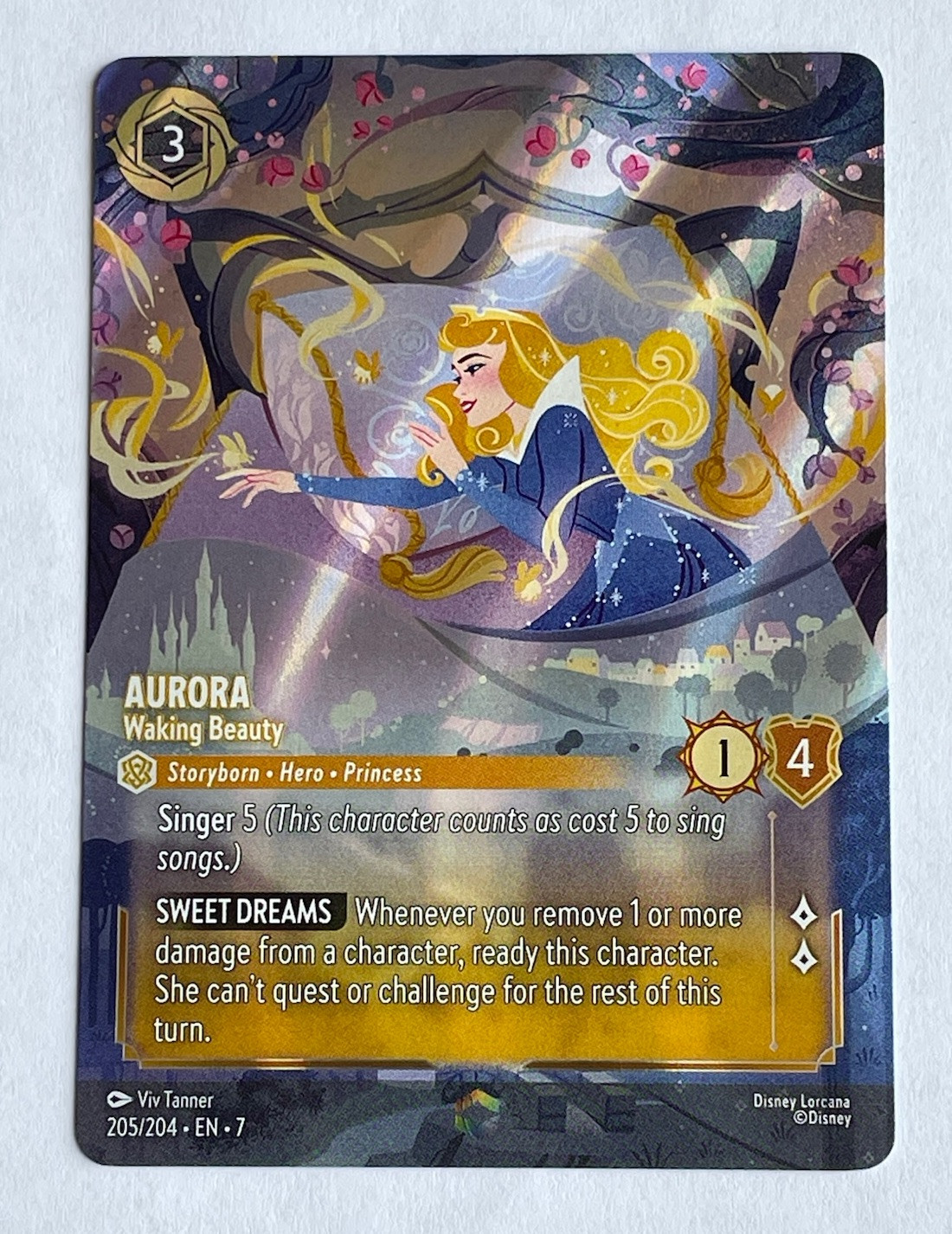 Disney Lorcana Aurora Waking Beauty Enchanted Rare Archazia's Island NM in hand