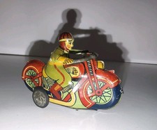 1930 Vintage Vibrant Racing Bike Indian Head Motorcycle Tin Friction Toy Japan