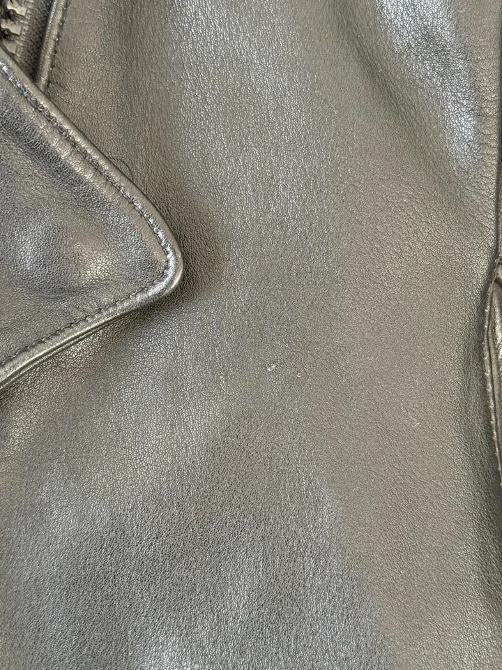 Chaqueta de Cuero Bullskins Para Mujer 14 Negra Motociclista Asym Cremallera Lados Acolchada Foto 4 de 4