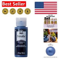Metallic Midnight Blue Acrylic Paint 2 oz Bottle Water Resistant Easy Clean