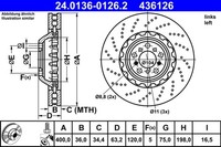 1X Bremsscheibe ATE 24.0136-0126.2 FüR F12 F10 BMW F13 F06 6Er 5Er 30Th