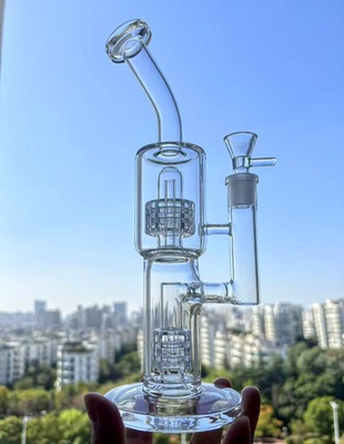 #ad 10quot; Recycle rig matrix Beaker BONG Glass Water Pipe Helix Hookah 14mm bowl clean $31.99