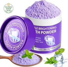 Teeth Whitening Powder - Purple Brightening Powder - Removes Stains, No Sensitiv