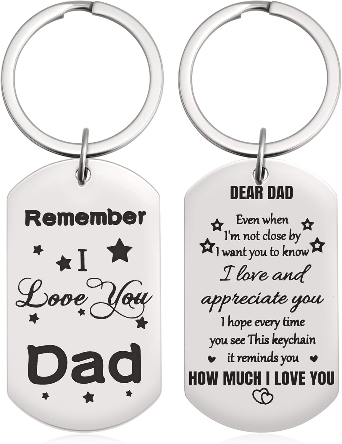 Father's Day Gifts for Dad - Remember I Love You Dad Keychain Silver