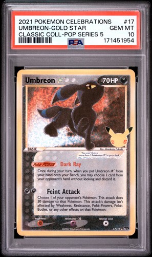 2021 POKEMON CELEBRATIONS CLASSIC COLLECTION #17 UMBREON-GOLD STAR PSA 10