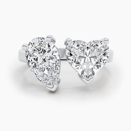 Diamond Ring VS1 E IGI Certified Heart 4 Ct lab created 2Stone 14K White Gold - Picture 12 of 13