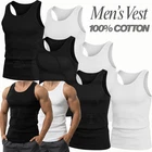 12 PCS MENS VESTS 100% COTTON TANK TOP SUMMER TRAINING GYM TOPS PLAIN S-2XL UK
