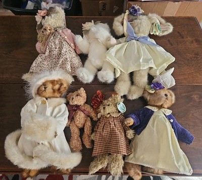 Bearington Plush Stuffed Bear Rabbit Lot Of  7  9-14''