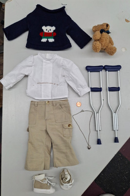 Sew Dolling Sew-Able Kelly Accessories for 18'' Dolls Sweater Crutches Bear Shoes