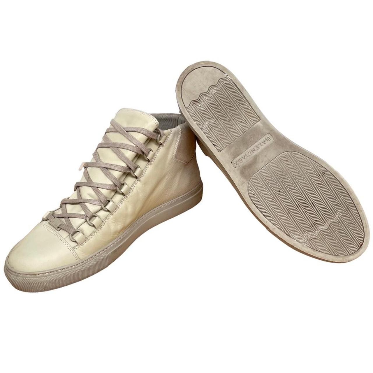 Balenciaga Beige Arena Leather High-Top Trainers image 5
