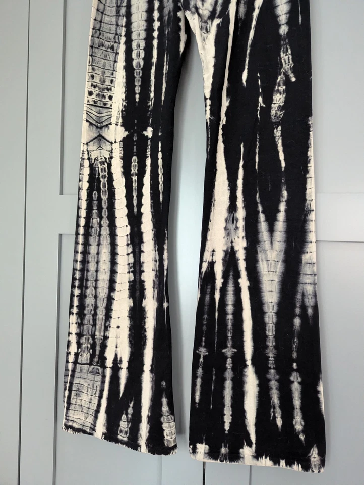 T вечеринки черный кости Tye краситель средний расклешенный леггинсы йога брюки сложить над талией новый - Изображение 3 из 4