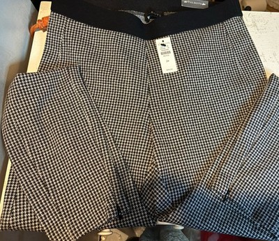 Talbots Women s Petite 2P Ankle Pants Black/White Houndstooth High Rise
