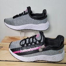 Justice Sport Girls Grey Black Sneaker w/ Side Zipper - Size 2