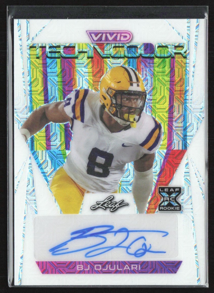 BJ Ojulari 2023 Leaf Vivid Technicolor White Mojo RC Auto /6 #T-BJO