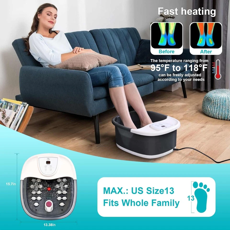 Foot Spa Bath Massager with Heat, Foot Bath with 22 Massage Rollers, Temperature - Image 2 of 4