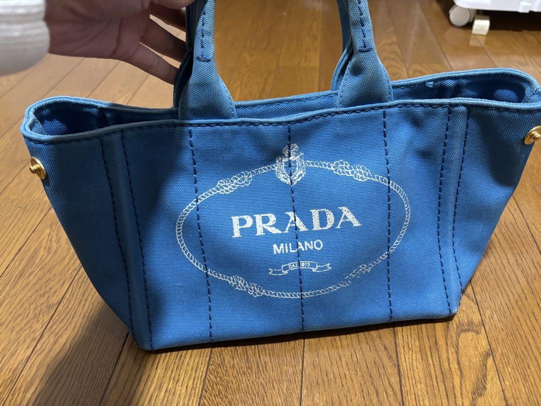 Prada Blue Canvas Tote Bag Japanese Import