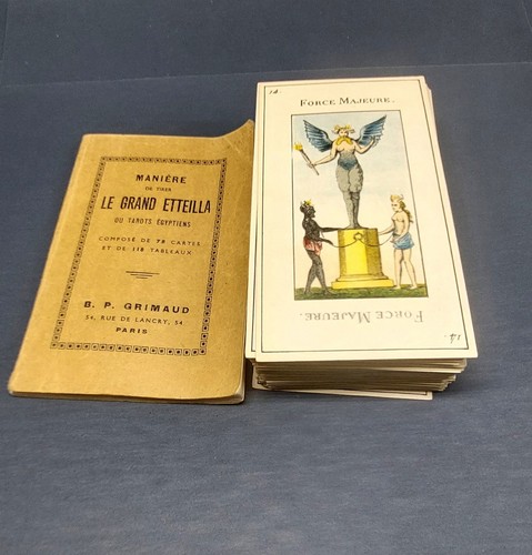 TAROT ÉGYPTIENS LE GRAND ETTEILLA GRIMAUD 1951 ANCIEN TAROT JEU CARTES
