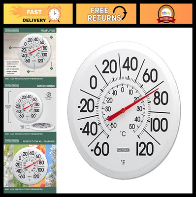 Big Bold Thermometer for Indoor Outdoor Use - Easy Read Numbers, 13.25-Inch, Mou